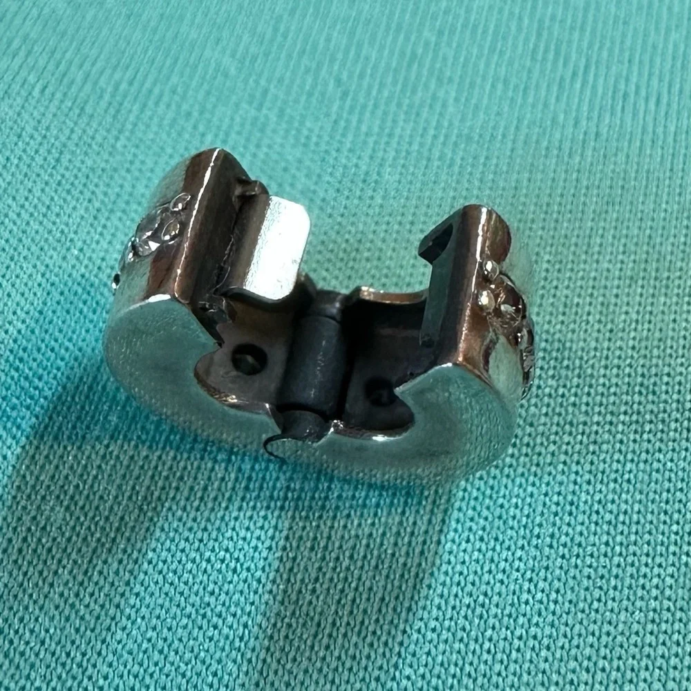 Elegant Silver clip and charm with Crystal Accents